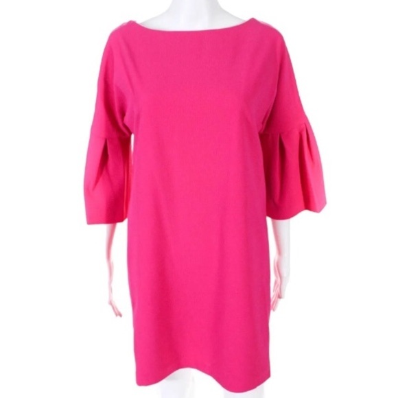 NWT Badgley Mischka Dress Size 0 Magenta Pink Bell Sleeve Mini - Picture 1 of 13